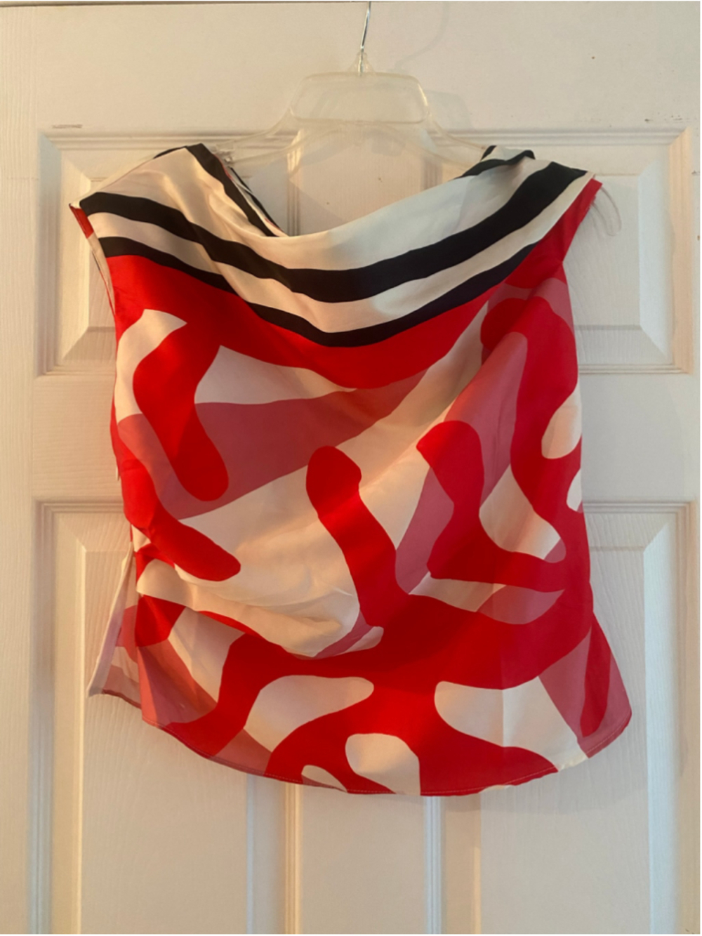 Milk & Honey Red and White Abstract Print Blouse - size medium